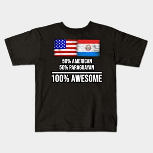 50% American 50% Paraguayan 100% Awesome - Gift for Paraguayan Heritage From Paraguay Kids T-Shirt
